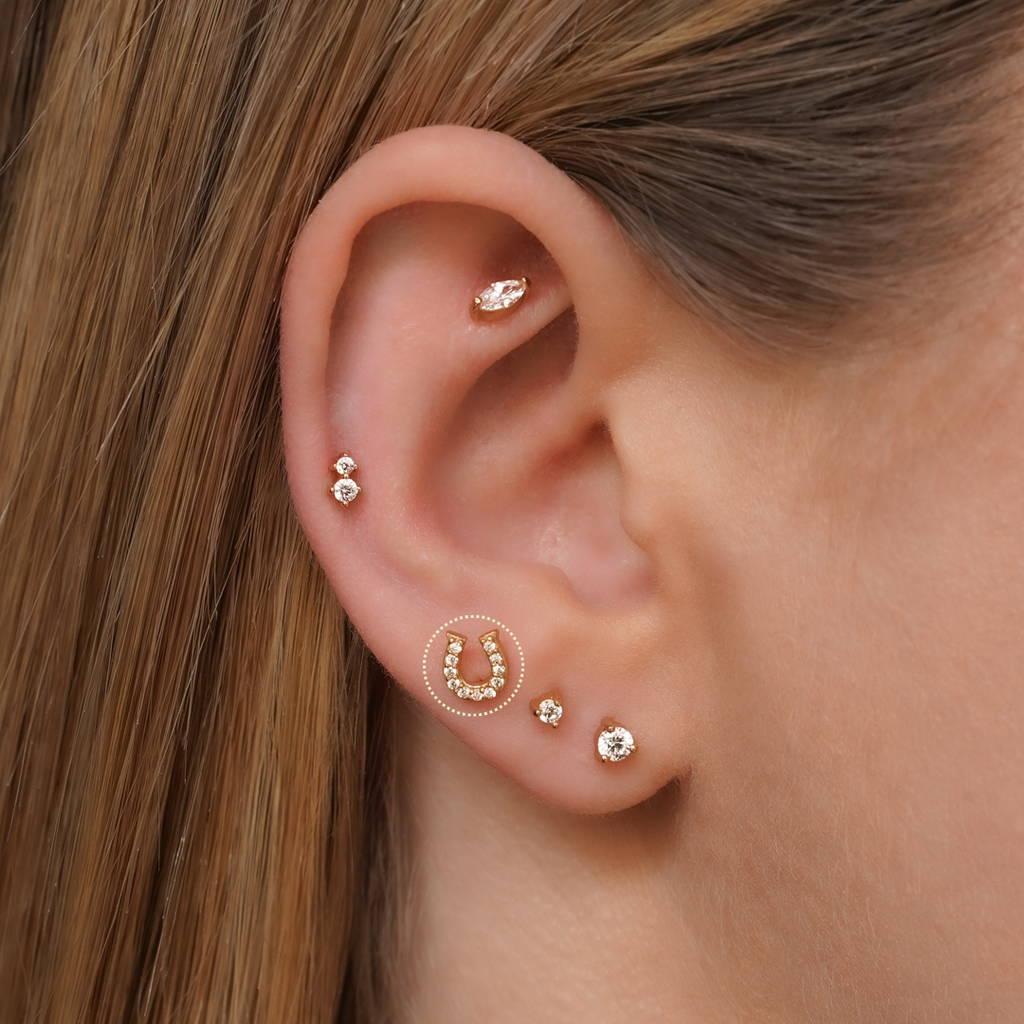 Horseshoe Flatback Stud Earring