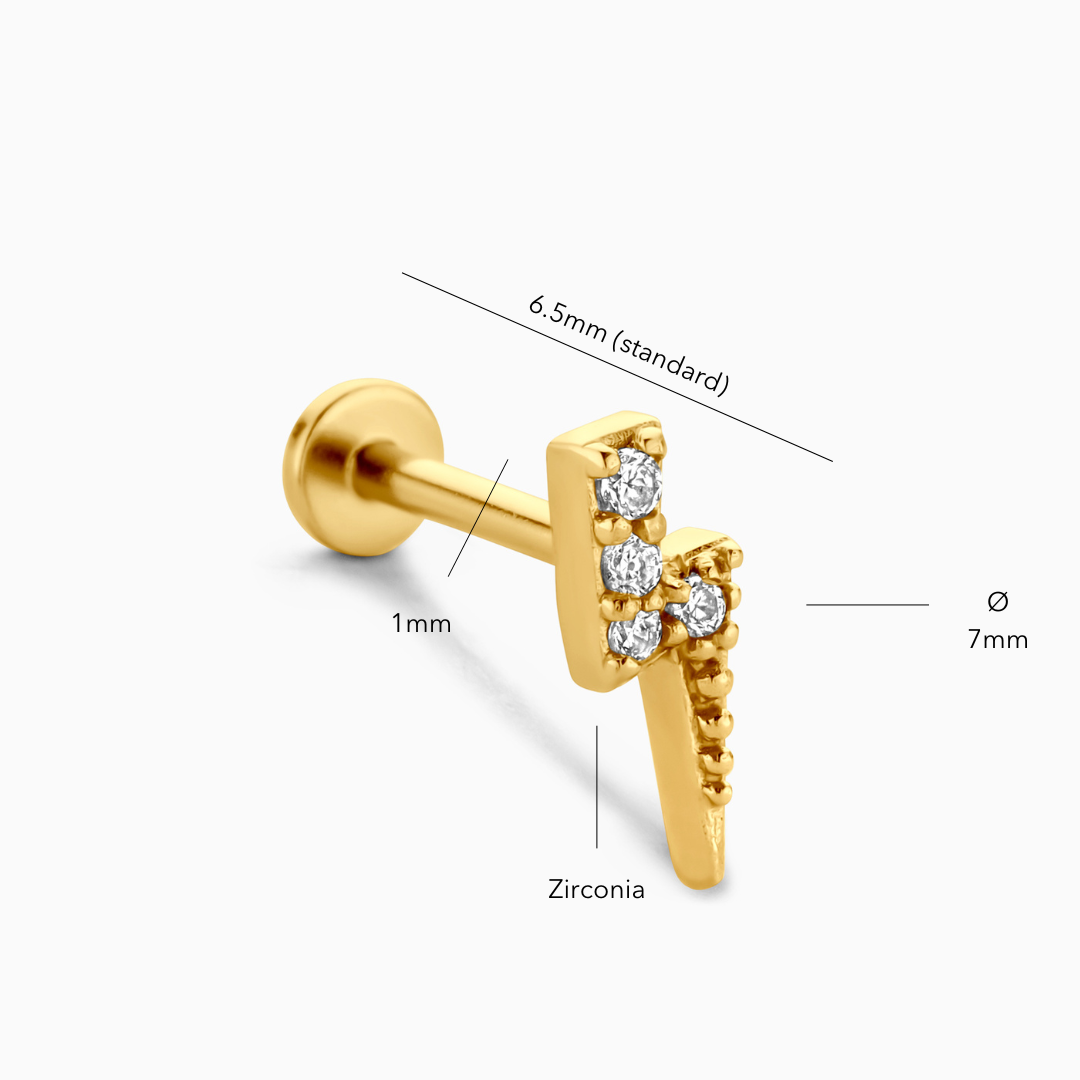 Thunderbolt Flatback Stud Earring