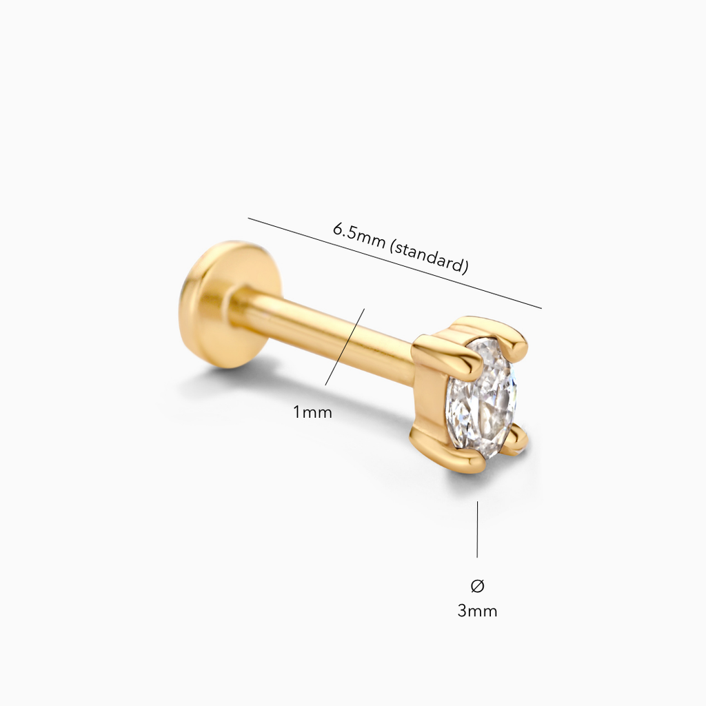 Small Oval Flatback Stud Earring