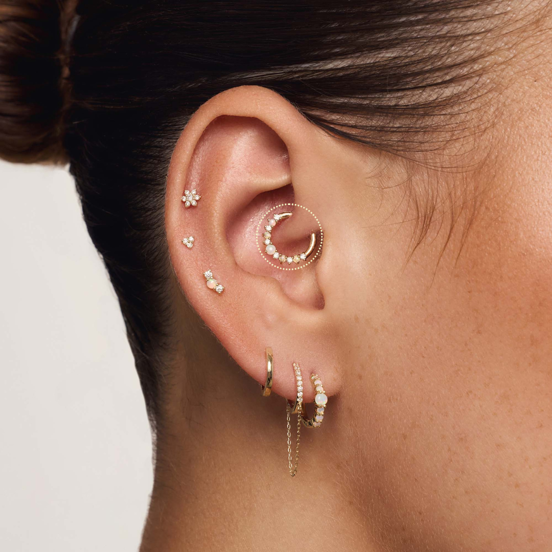 Opal & Diamond Daith Piercing