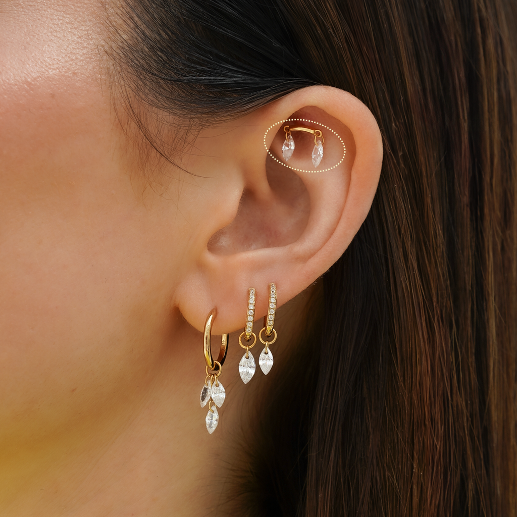 Floating Double Marquise Flatback Stud Earring