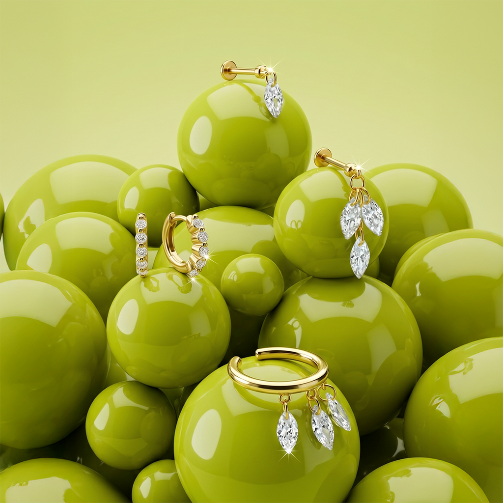Floating Triple Marquise Flatback Stud Earring