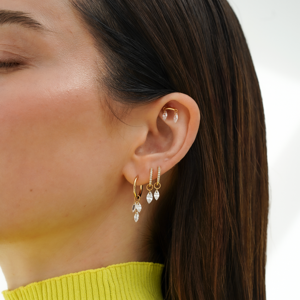 Floating Double Marquise Flatback Stud Earring